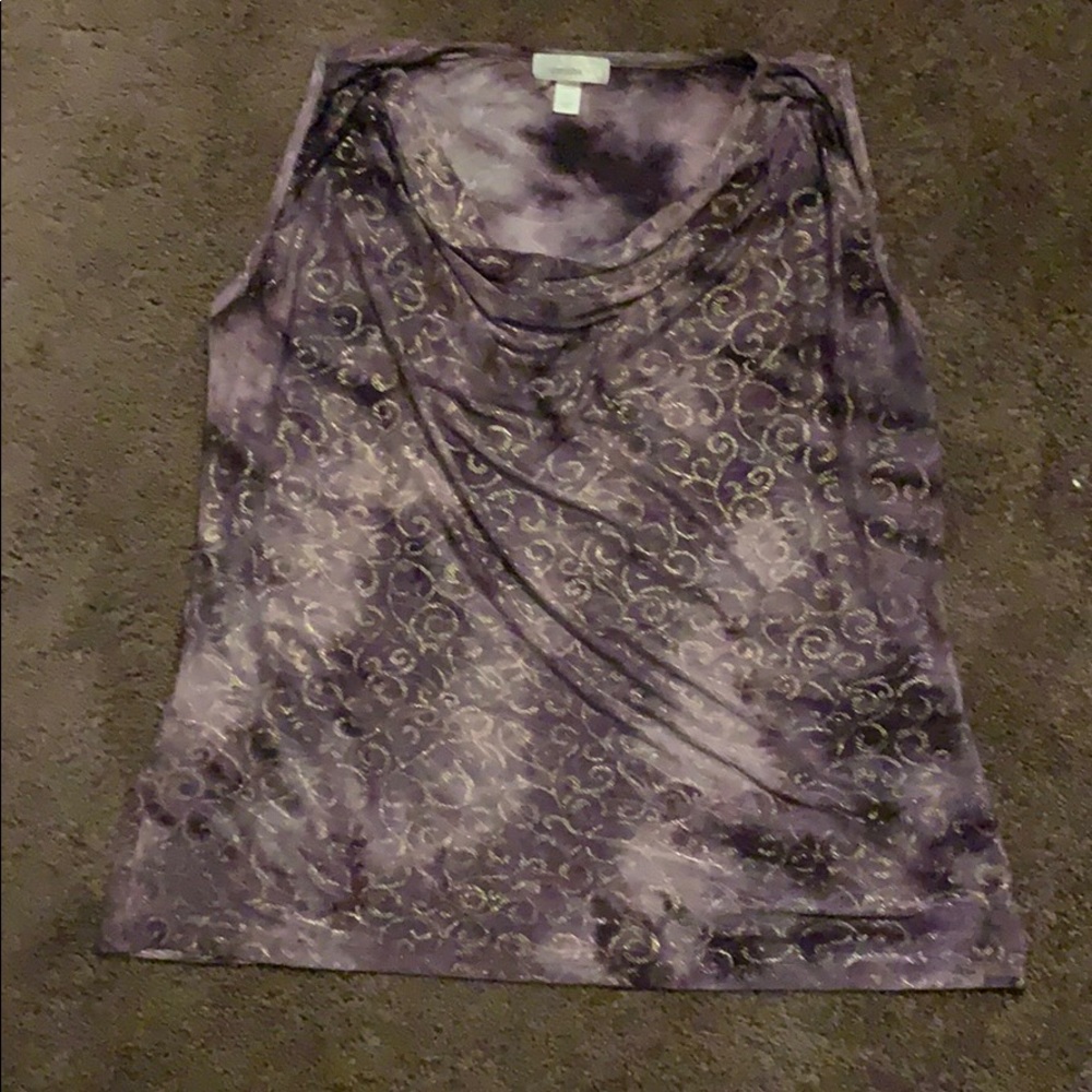 Dress Barn 1X purple and gold tank top USED